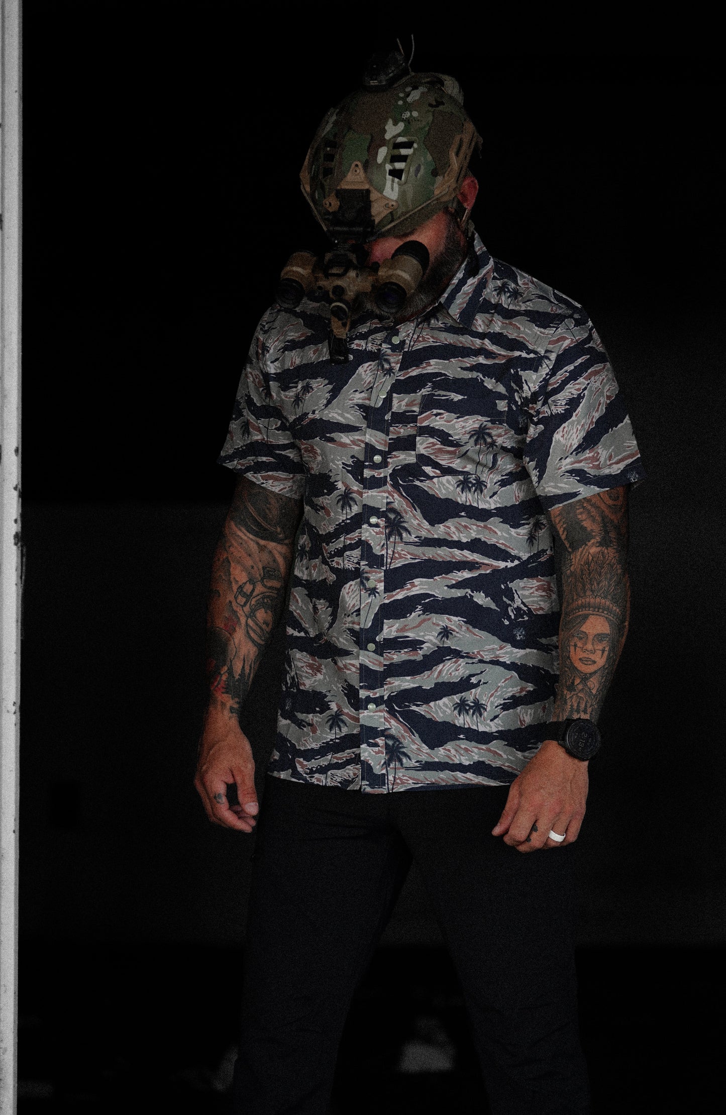 Tiger Stripe Green Button-up