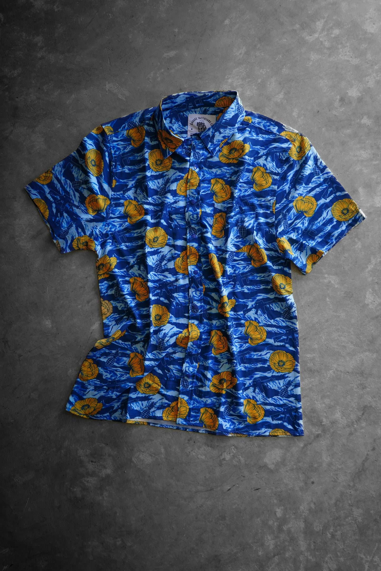 Tiger Stripe Blue Button-up