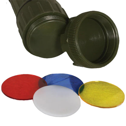 US GI Style LED Anglehead Flashlight with Extra Lenses & Bulb