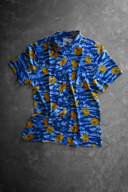 Tiger Stripe Blue Button-up